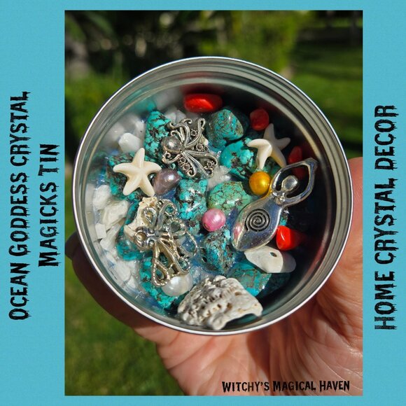 Ocean Goddess Crystal Charmed Magicks Tin Home Decor - Picture 1 of 7